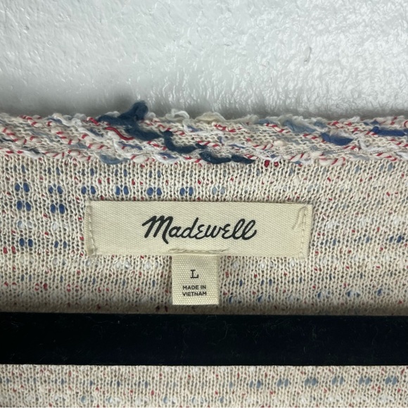 MADEWELL Rainbow Jacquard V-Neck Long Sleeves Sweater, Size Large - Picture 3 of 8